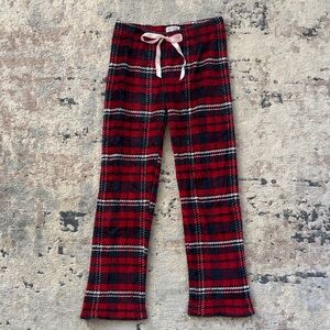 Kathy Ireland Red Plaid Pajama Pants with Pink Ribbon size Medium